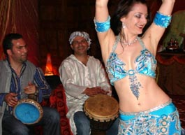 belly dancer with drummers